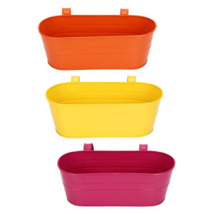 Railing Planters, Multi Color, Long Oval